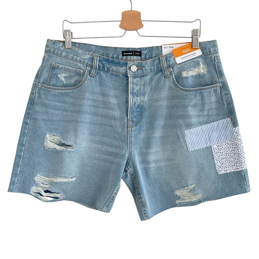 New Bluenotes Dad Jean Shorts Size 34 Denim Patchwork